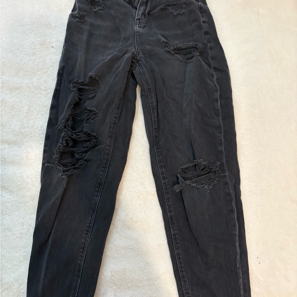 American Eagle Outfitters Black Distressed Boyfriend Jeans